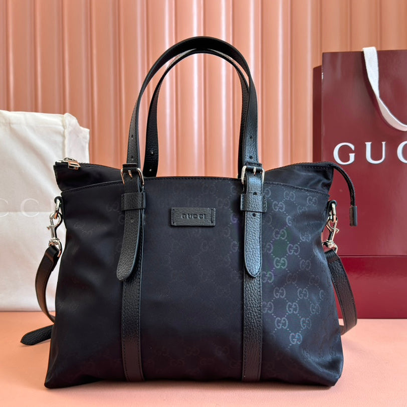 NYLON LINE TOTE BAG 34.5 IN BLACK GG CANVAS