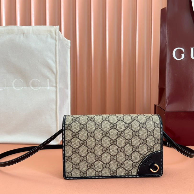 EMBLEM WALLET GG MONOGRAM 20 IN DARK BROWN AND BLACK CALFSKIN