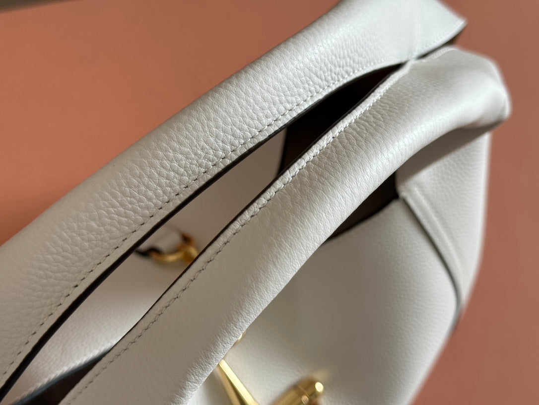 SOFTBIT MAXI SHOULDER BAG 46 IN WHITE GRAINY LAMBSKIN