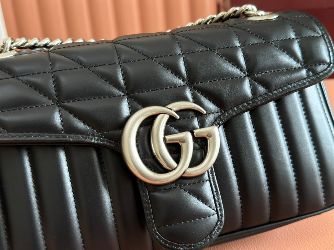 MARMONT SMALL SHOULDER BAG 26 IN BLACK LAMBSKIN