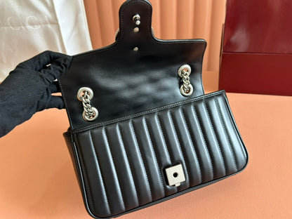 MARMONT SMALL SHOULDER BAG 26 IN BLACK LAMBSKIN
