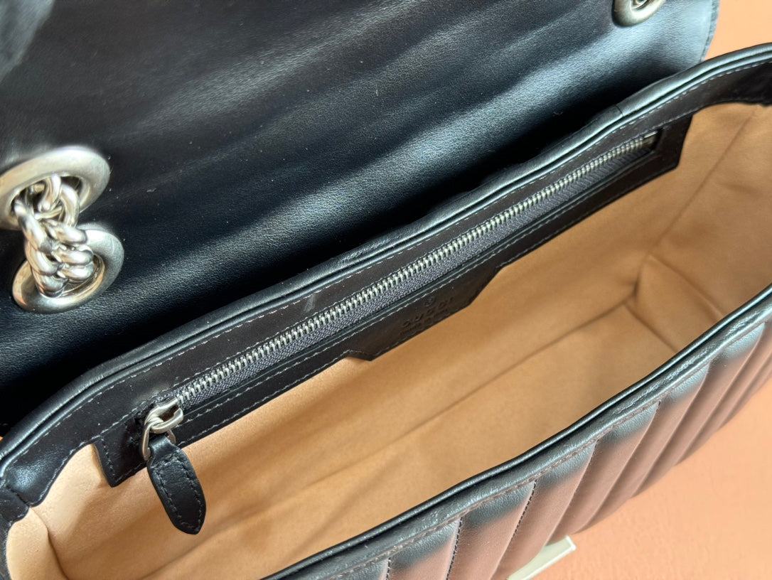 MARMONT SMALL SHOULDER BAG 26 IN BLACK LAMBSKIN