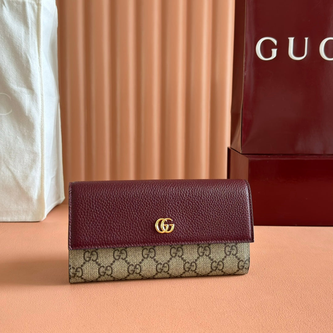 GG MARMONT BAG 19 EBONY AND DARK RED CALFSKIN ON CHAIN