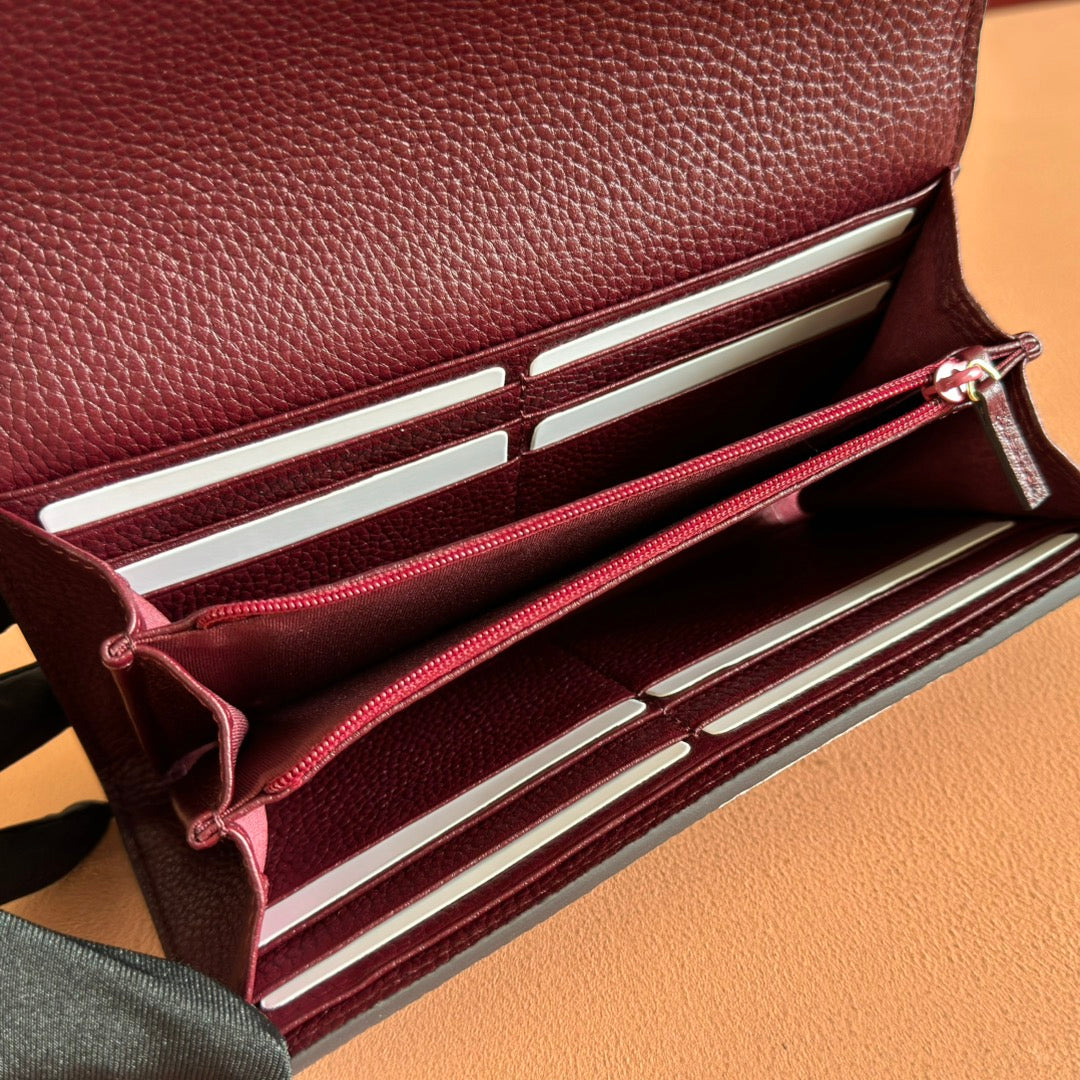 GG MARMONT BAG 19 EBONY AND DARK RED CALFSKIN ON CHAIN
