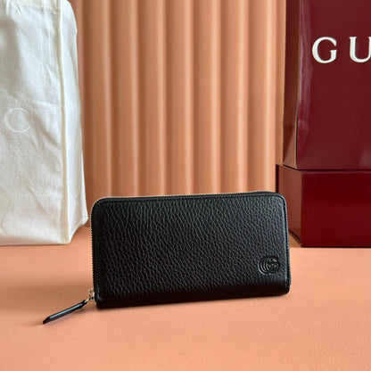 GG MARMONT 19 LONG WALLET IN BLACK CALFSKIN SILVER HARDWARE