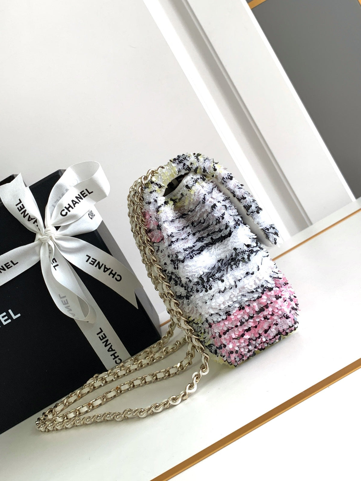 CC MINI 21 FLAP BAG IN COLORFUL WOOL TWEED