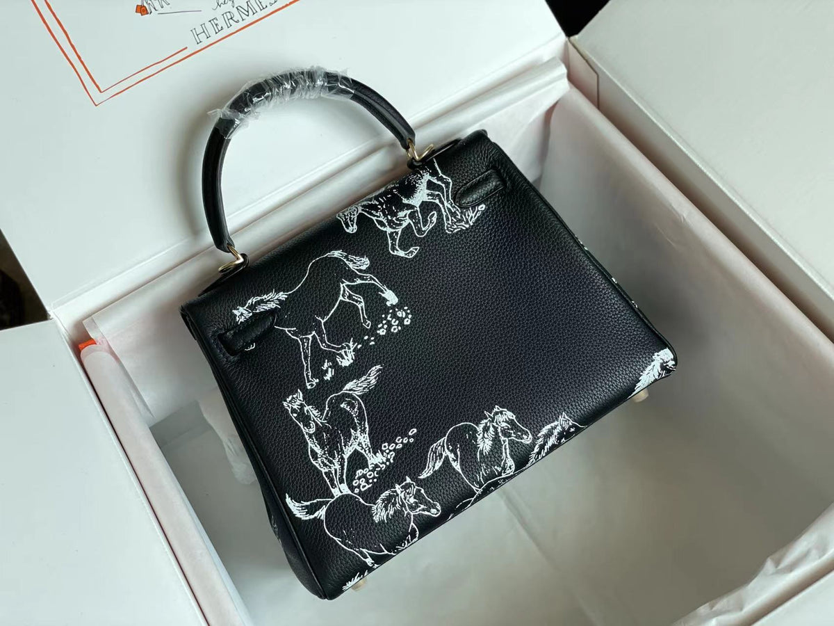 BIRKIN 25 BAG IN BLACK CALFSKIN WITH WHITE STICKER (MADE-TO-ODER)