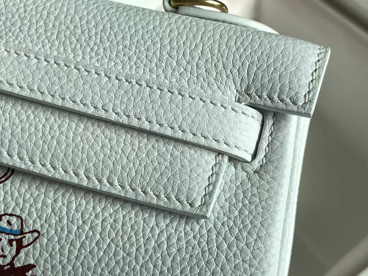 BIRKIN 25 BAG IN WHITE CALFSKIN WITH COLORFUL STICKER 228763 (MADE-TO-ODER)
