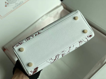 BIRKIN 25 BAG IN WHITE CALFSKIN WITH COLORFUL STICKER 228763 (MADE-TO-ODER)