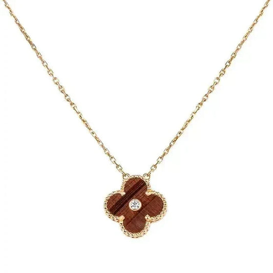 [Liorra]CLOVER 15MM DIAMOND AND YELLOW TIGER'S EYE AGATE necklace