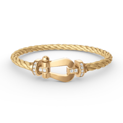 [Liorra]FORCE LARGE HORSESHOE HALF DIAMOND BRACELET GOLD