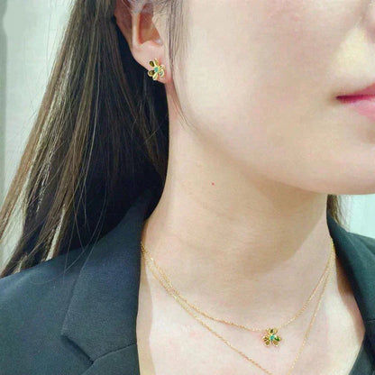 [Liorra]FRIVOLE  FLOWER MALACHITE EARRINGS