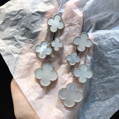 [Liorra]CLOVER EARRINGS WHITE MOP 4 MOTIFS SILVER