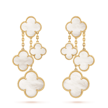[Liorra]CLOVER EARRINGS WHITE MOP 4 MOTIFS GOLD