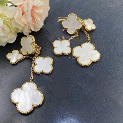 [Liorra]CLOVER EARRINGS WHITE MOP 4 MOTIFS GOLD