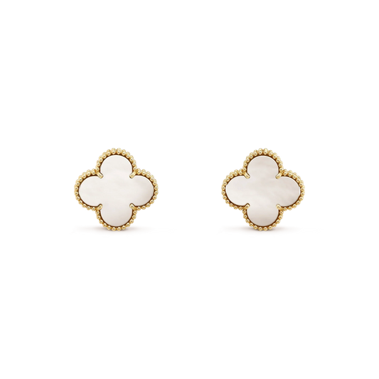 [Liorra]CLOVER MEDIUM 1 MOTIFS  WHITE MOP STUD EARRINGS