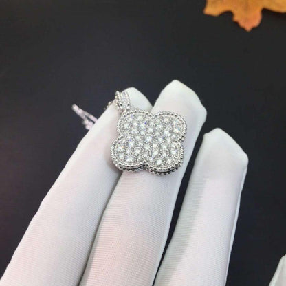 [Liorra]CLOVER 25MM SILVER FULL DIAMOND BIG CLOVER NECKLACE