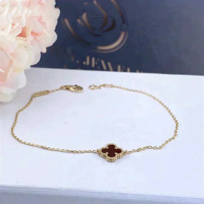 [Liorra]CLOVER  CARNELIAN SINGLE FLOWER BRACELET
