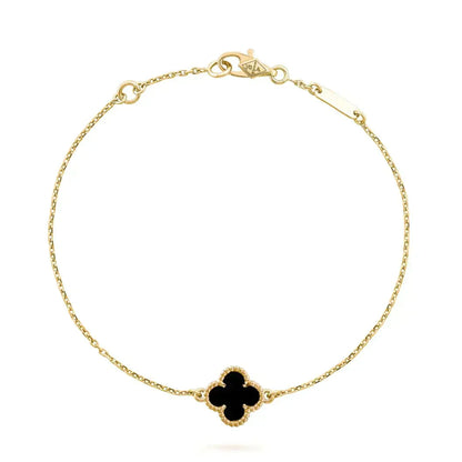 [Liorra]CLOVER ONYX SINGLE FLOWER BRACELET