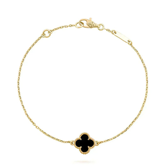 [Liorra]CLOVER ONYX SINGLE FLOWER BRACELET