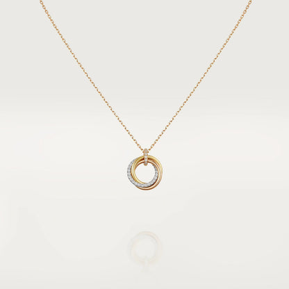 [Liorra]TRINITY NECKLACE SILVER GOLD PINK GOLD DIAMONDS