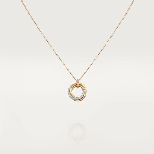 [Liorra]TRINITY NECKLACE SILVER GOLD PINK GOLD DIAMONDS