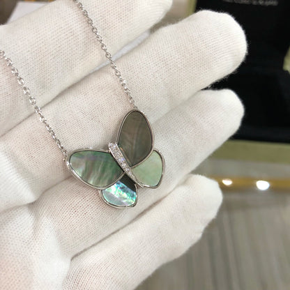 [Liorra]LARGE BUTTERFLY SILVER PENDANT DIAMOND NECKLACE