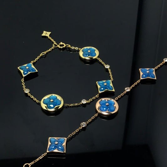 [Liorra]STAR AND SUN 4 MOTIF BLUE BRACELET