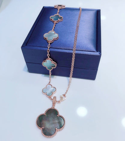 [Liorra]COMBINED BRACELET 5 MOTIFS AND NECKLACE DARK MOP Liorra GOLD