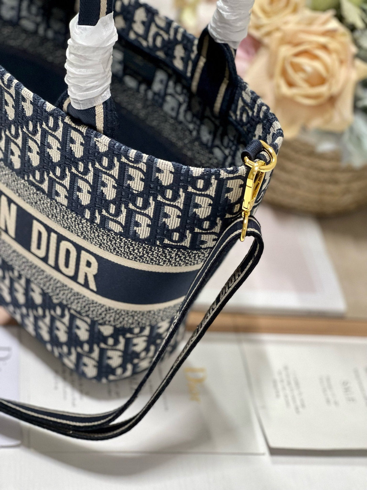 CD NEW BASKET BAG BLUE OBLIQUE EMBROIDERY
