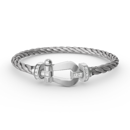 [Liorra]FORCE LARGE HORSESHOE HALF DIAMOND BRACELET SILVER