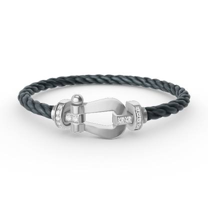 [Liorra]FORCE LARGE HORSESHOE HALF DIAMOND BRACELET SILVER