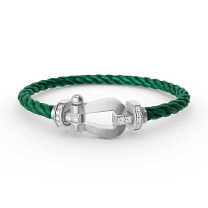 [Liorra]FORCE LARGE HORSESHOE HALF DIAMOND BRACELET SILVER