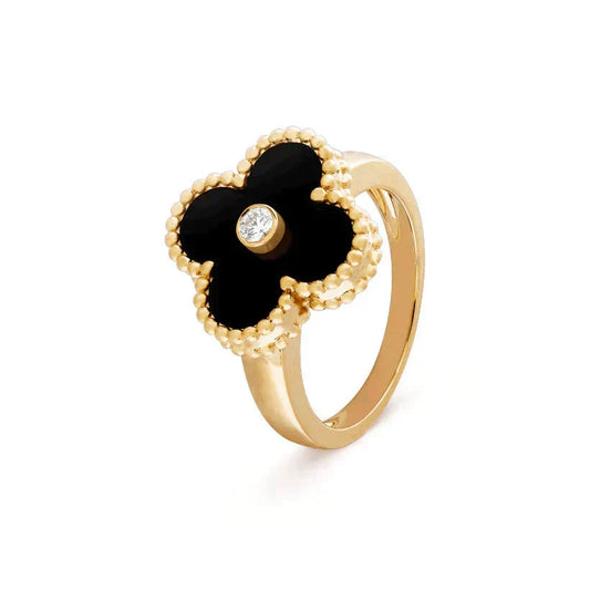 [Liorra]CLOVER ONYX RING GOLD DIAMOND