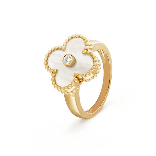 [Liorra]CLOVER PINK MOP RING GOLD DIAMOND